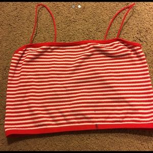 Red and White Crop Top
